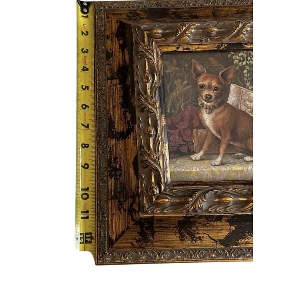 Pampered Chihuahua Dog Print NY Artist Elaine Vollherbst Matted Ornate Frame 13" - Picture 9 of 13